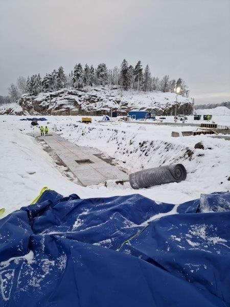 Bygging av Langangen kontrollstasjon langs ny E18 i Grenland, er i full gang